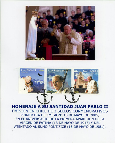 Sellos Postales De Chile. Su Santidad El Papa Juan Pablo 2º.