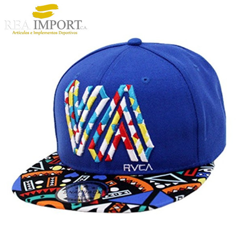 Gorra Plana Rvca Azul Blanca Surf Snapback Importada De Usa