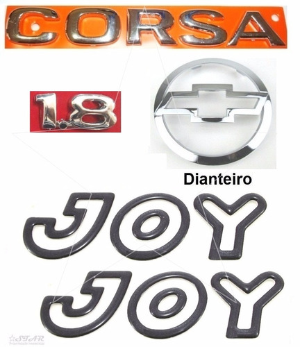 Emblemas Corsa Sedan 1.8 + Joy Preto + Gravata - 2003 À 2007