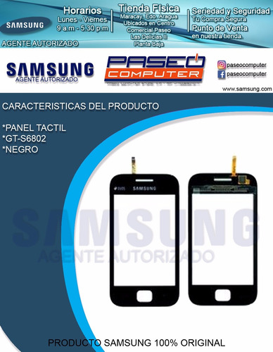 Tactil S6802b Negro Agente Autorizado Samsung