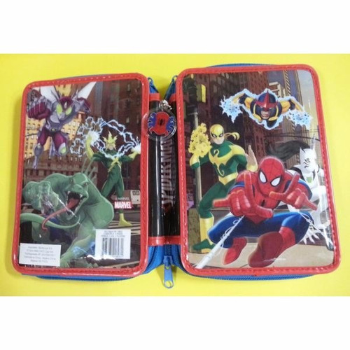 Cartuchera 3 Pisos Spiderman Pvc Marvel Hombre Araña