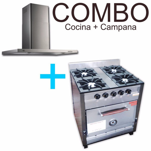 Imagen 5 de 7 de Combo Cocina Pevi Industrial 70 Cm + Campana 75 Cm Nihuil