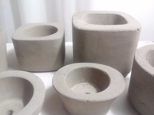 Imagen 4 de 5 de Macetas Conjunto 5 De Cemento Concreto Diseño Minimalista
