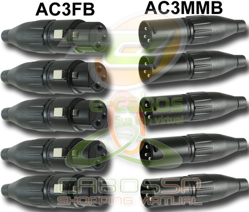 Kit 10 Conectores Da Amphenol Xlr (macho/femea) Ac3fb/ac3mmb