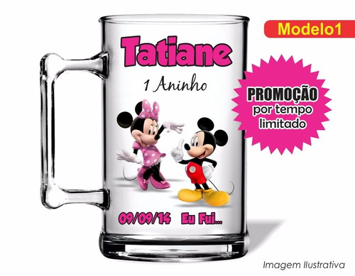 Kit C/ 25 Canecas Acrílica Mickey E Minnie Rosa De 350ml