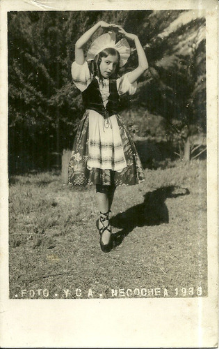 Fotopostal Antigua 1936 Yca Necochea Niña Disfraz Infantil