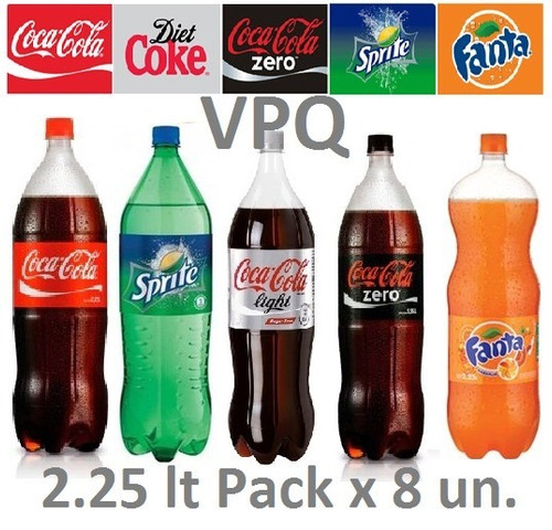 Coca Cola 2.25 Litros Pack X 8u. Mercadopago. Distri. Envios
