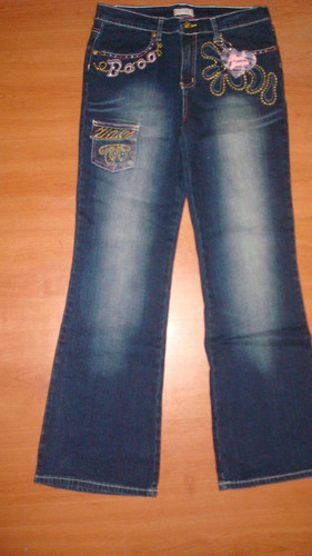 Pantalon Jean Azul Nevado Mujer Chica Nuevo Importado Y2k