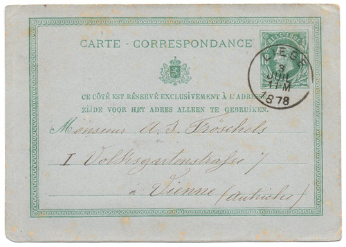 Postal Antigua De Bélgica 1878