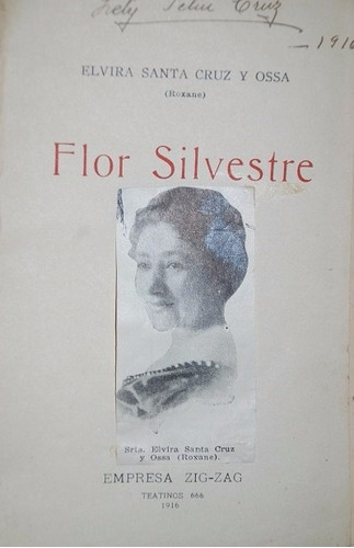 Elvira Santa Cruz Y Ossa (roxane) Flor Silvestre 1916