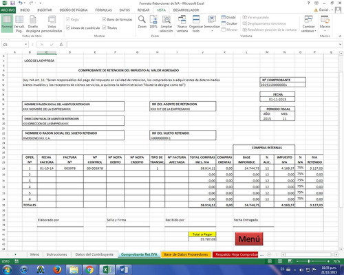 Comprobante De Retención De Iva (contribuyentes Especiales)