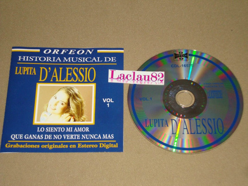 Lupita D´alessio Historia Musical Vol 1 - 2004 Orfeon Cd