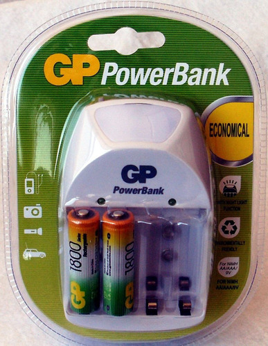 Pilas Recargables Aa Gp 1800mah C/cargador Ac Powerbank Pb11