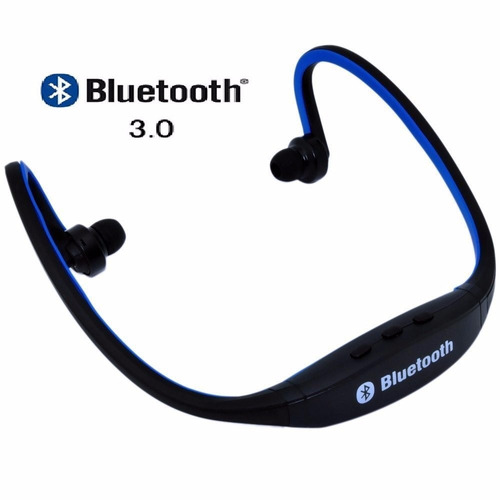 Audífono Sport Bluetooth S9 Negro Con Azul - Cargador