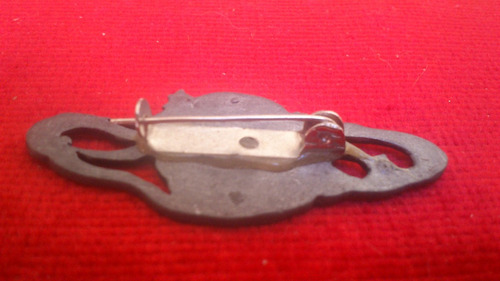 Antiguo Broche Mujer Peltre Strass Art Nouveau Joven Dama
