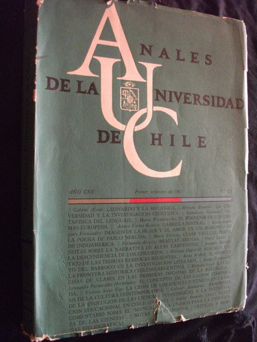 Anales De La Universidad De Chile, Año Cxx 1er Trim. 1962