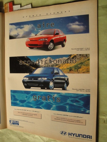 Publicidad Hyundai Accent Gls Y Lantra Gt Año 1995