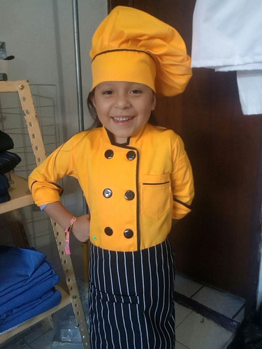 Filipina Chef Conjunto Para Niño Algodon Gabardina 3/piezas