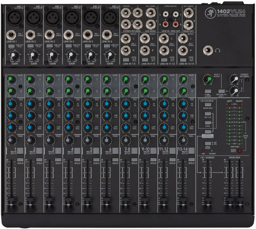 Mackie 1402 Vlz4 - Mixer De 14 Canales 6 Xlr + 4 St | Equalizador 3 Bandas Y 2 Auxiliares | Preamplificadores Onyx