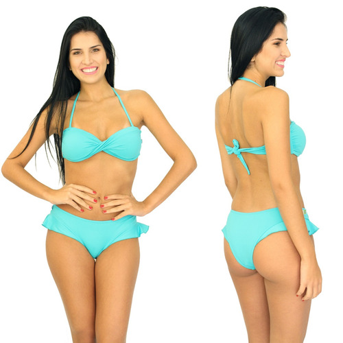 Biquíni Plus Size Babado Azul Com Bojo Tomara Caia 4002