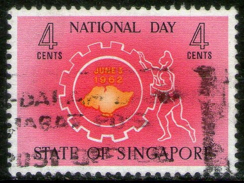 Singapur Sello Usado Día Nacional Año 1962