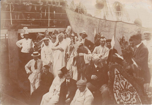 1910 Fotografia Fiesta Cruce Del Ecuador Buque Ss Ypiranga