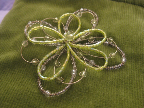 Cartera Corduroy Verde Adorno Flor Bisuteria Diseñadora