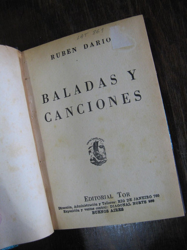 Baladas Y Canciones. Ruben Darío