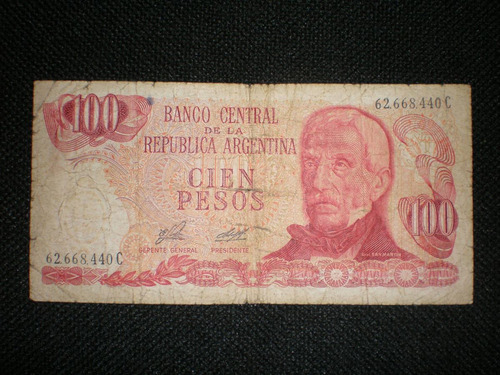 Billete 100 Pesos Banco Central Republica Argentina Serie C