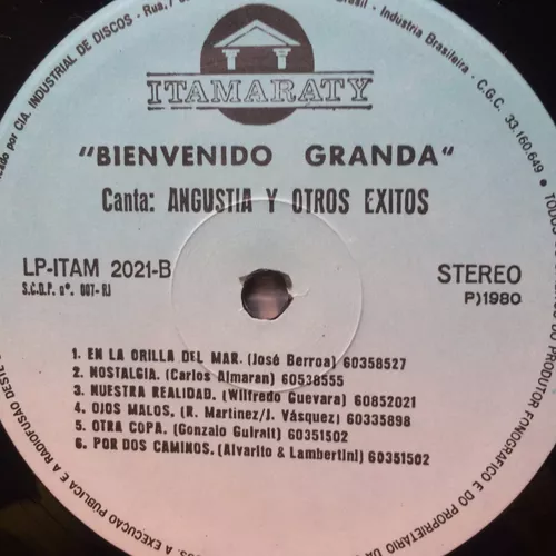 Lp Bienvenido Granda - Canta Angustia - Colecionável, Item de Música Cid  Usado 45772957