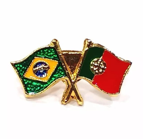 Kit 5 Bótom Pim Broche Bandeira Brasil X Portugal Folheado