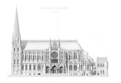 Esquema De Catedral De Chartres - Francia - Lámina 45x30 Cm.