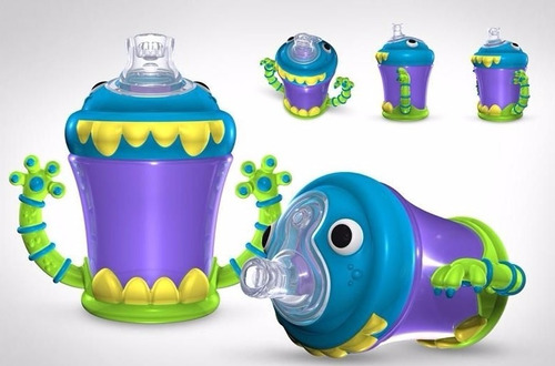 Vaso Con Manijas Para Bebe Nuby Antiderrame Monster Con Pico