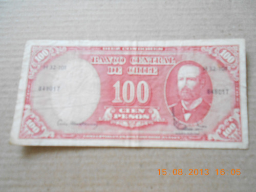 Billete 100 Pesos 10 Centesimos De Escudo Chile