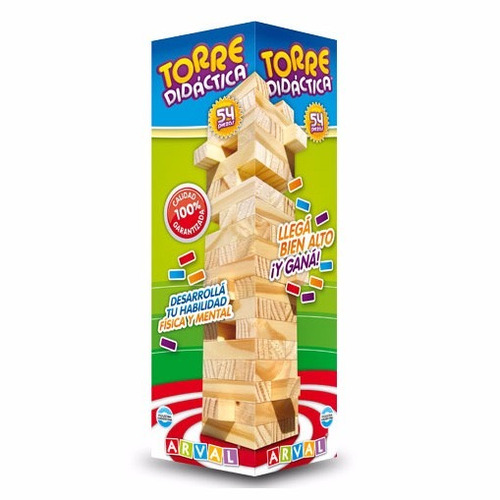 Jenga Jng Torre Didáctica Juego De Equilibrio Madera Arval