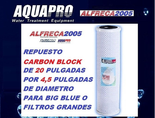 Cartucho Carbon Block 20x4,5 Repuesto Osmosis Filtros D Agua