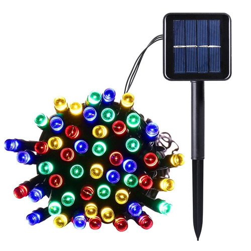 Serie Navideña Solar 100 Led Multicolor 12 Mts Exterior