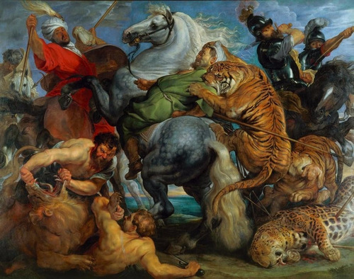 Poster Paul Rubens 65x80cm Caçada De Tigre Leão E Leopardo