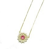 Colar Sol Cristal Rosa Semi Joia