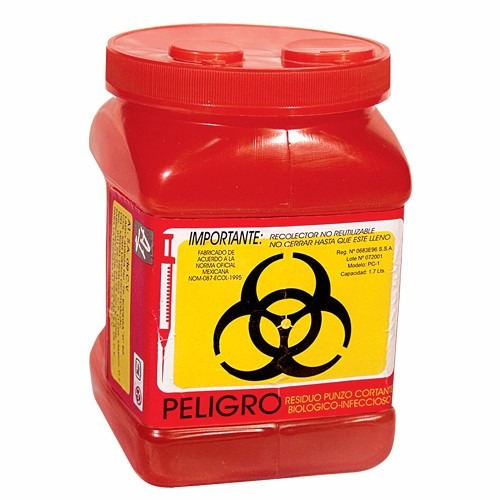 Bote Residuos Punzocortantes Biológicos Infeccioso 1lt. Rpbi