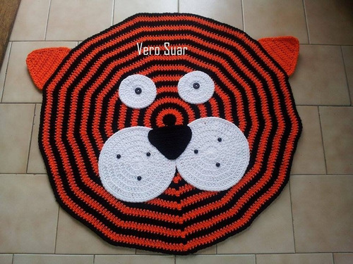 Alfombra Tigre/oso /mono /gato  Tejida Al Crochet Infantiles