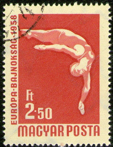 Hungría Sello Usado Deportes Salto Artístico Año 1958 