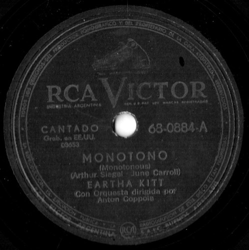 Eartha Kitt -   Monotono - Baile, Pequeño Baile  78 R. P. M.