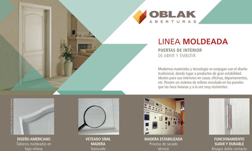 Imagen 5 de 7 de Puerta Placa Oblak Camden Moldeada Marco Aluminio Blanco 90