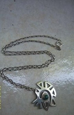 Cadena De Plata C/ Medalla Y Piedra Malaquitas De México