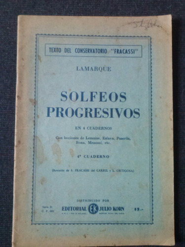 Solfeos Progresivos Cuarto Cuadernos Lamarque