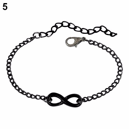 Bonita Pulsera Brazalete Color Negro Infinito Punk Vintage