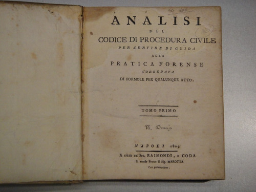 Analisi Del Codice Di Procedura Civile Para Servire.. 1809