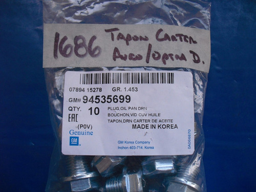 Imagen 5 de 5 de Tapon Carter Motor Aveo / Optra Desing / Spark - Original Gm