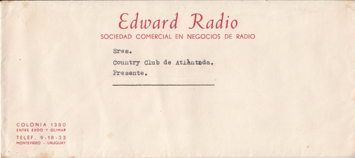 Montevideo 1957 Sobre Y Carta Edward Radio Comercio Vintage